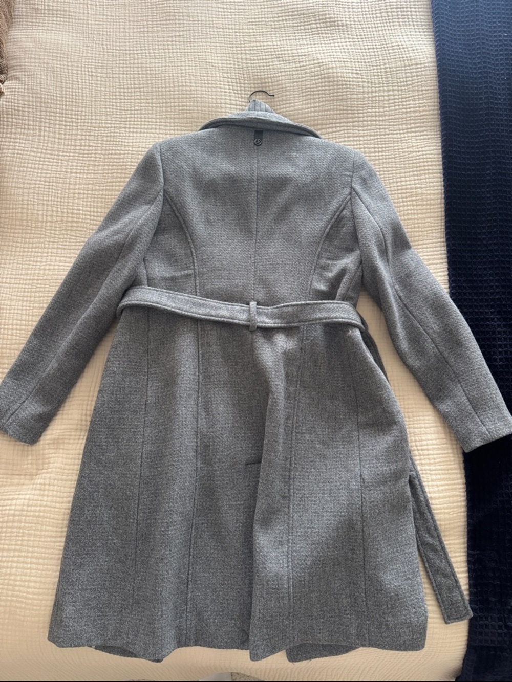 Calvin Klein Women’s Wool Blend Belted Wrap Coat grey - Picture 6 of 6